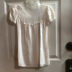 💕new Eli Tahari silk creamy white blouse Sz S